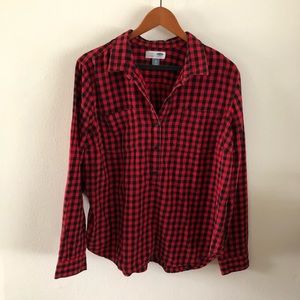 OLD NAVY • Plaid Half Button Up Shirt XL